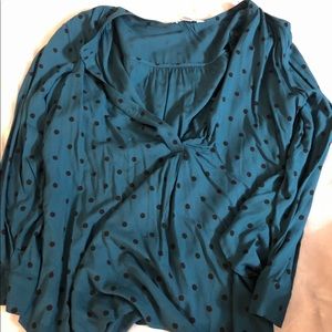 Teal Polka Dot Blouse